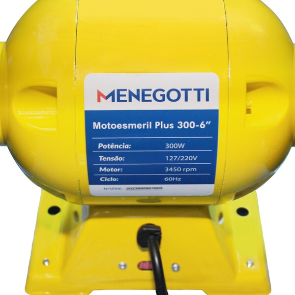 Moto Esmeril Plus 300-6 300W Bivolt Menegotti - Yuri Ferramentas