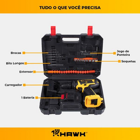 Parafusadeira E Furadeira Hawk 20v Impacto – Bateria Li-íon 1.5ah, Bivolt - Yuri Ferramentas
